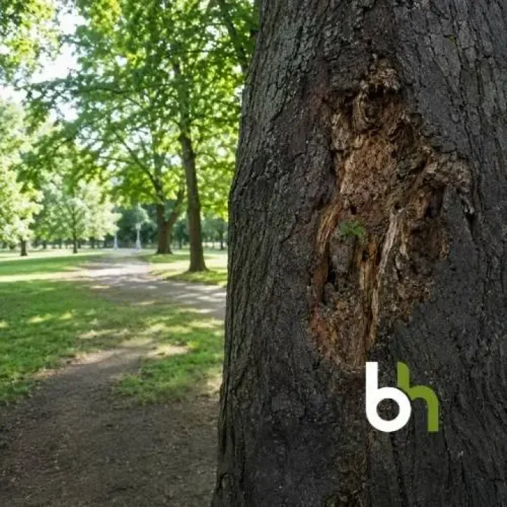 Gerade wenn Schäden an einem Baum sichtbar sind, sollte man aus Sicherheitsgründen eine Baumkotrolle in Betracht ziehen.